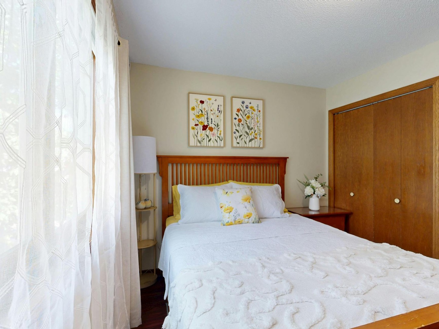 Airbnb bedroom before and after a previewed redesign used as a mood board — after, restyled by Restage