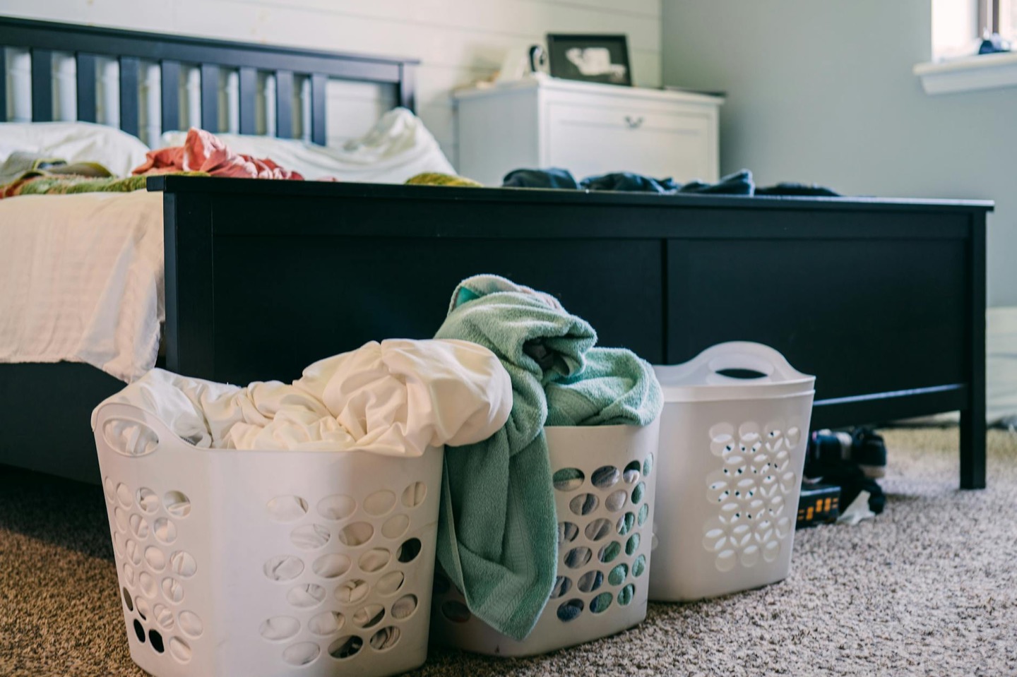 Airbnb bedroom before and after a previewed redesign used as a mood board — before