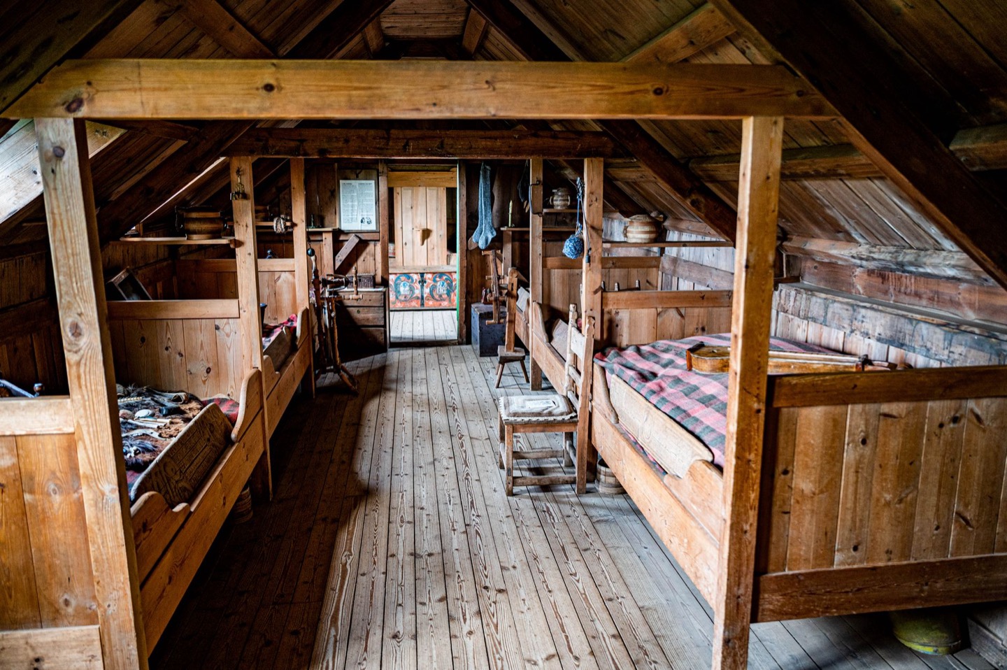 Cabin Airbnb living room before and after staging — before