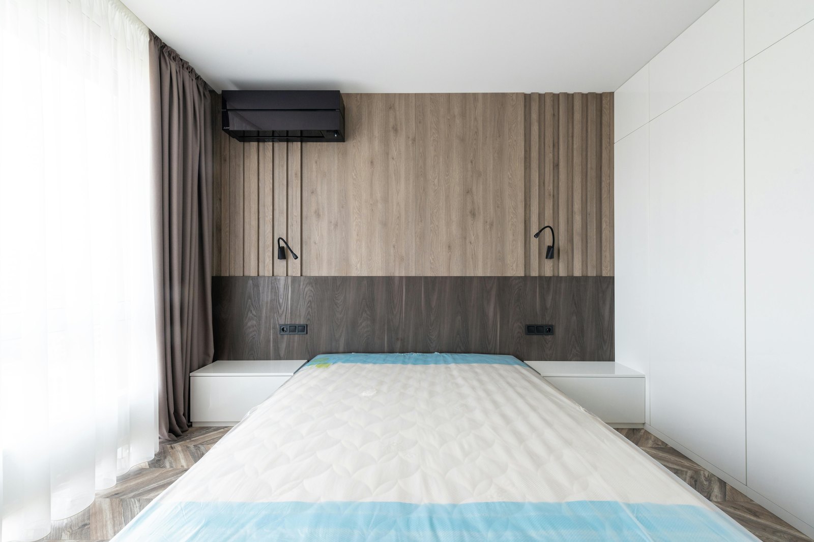 Airbnb bedroom restyled into a Scandinavian look — before